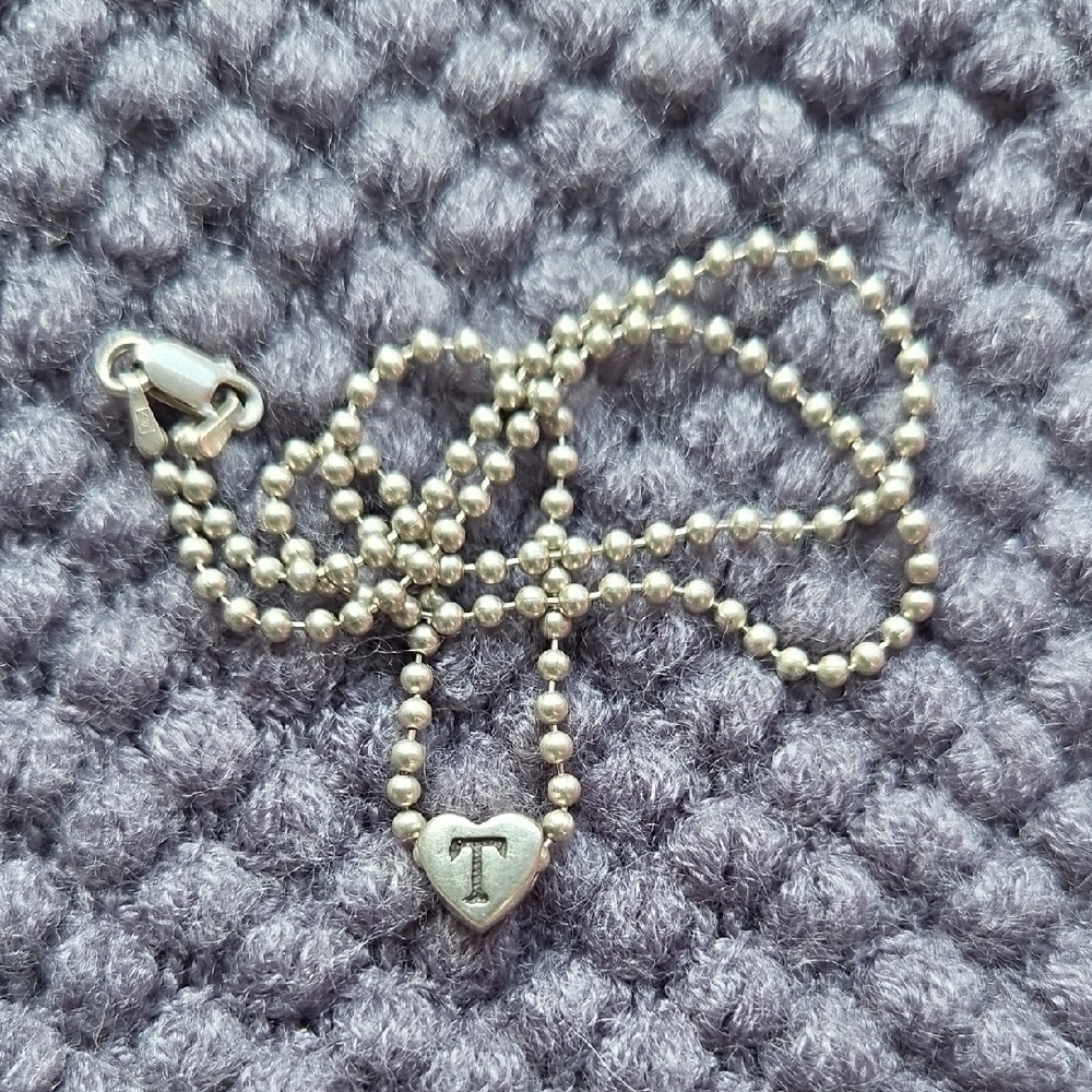 Silver Heart Initial Necklace - image 1